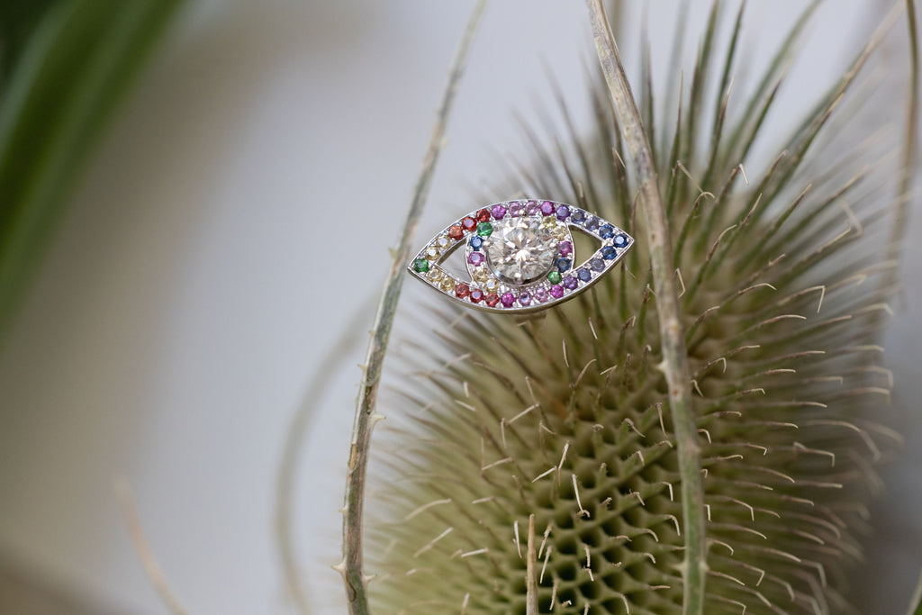 Halo Œil arc-en-ciel en or rose 18 carats