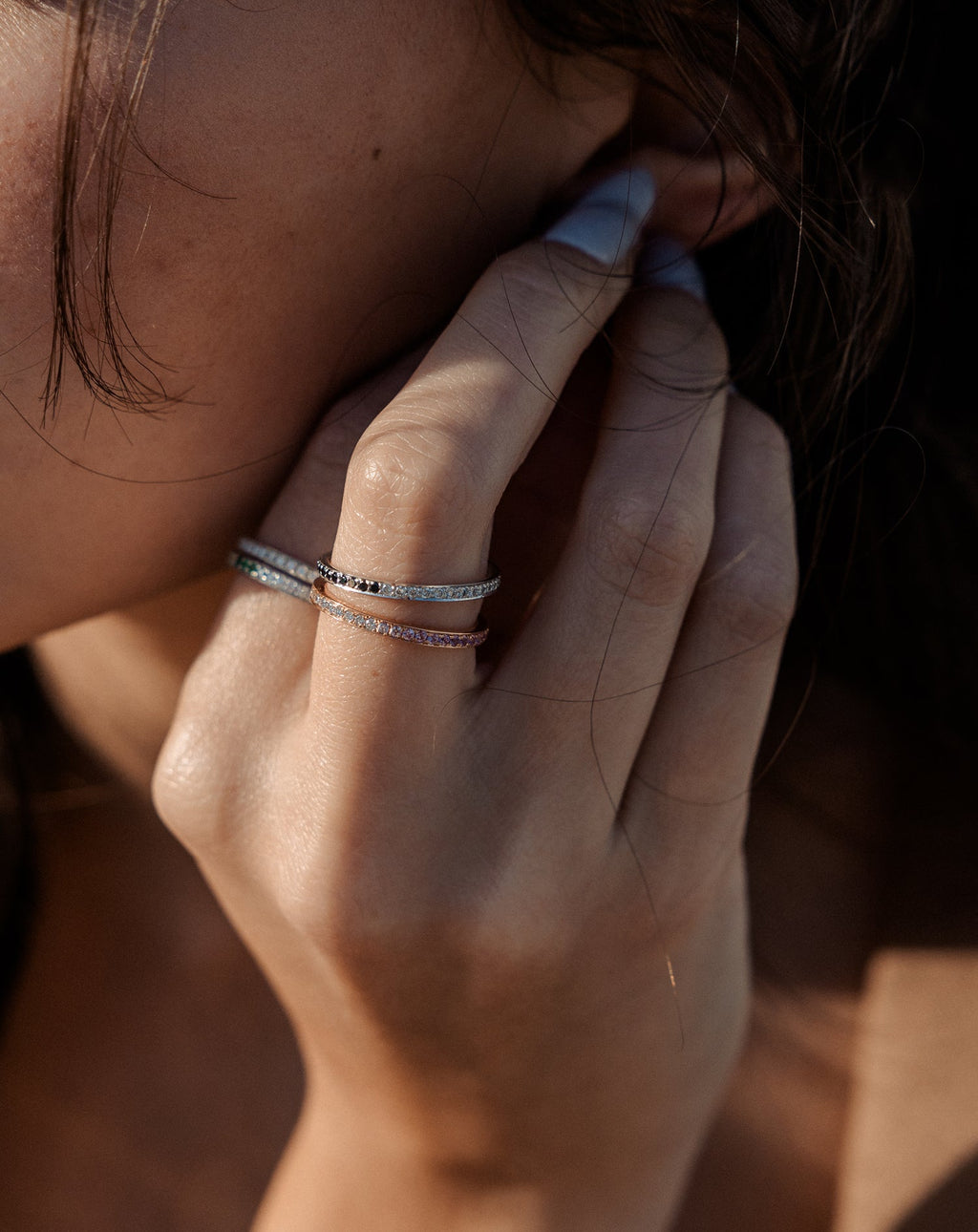 Bague Journey en diamants et saphirs roses, or rose 18 carats