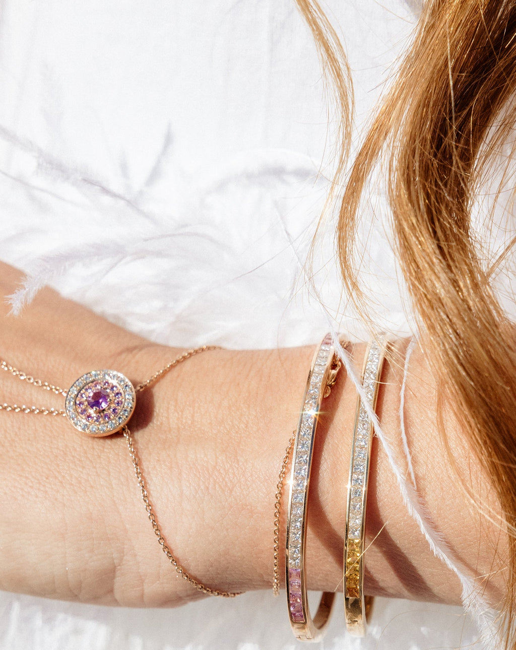 Bracelet Ortus en diamants et saphirs roses, or rose 18 carats