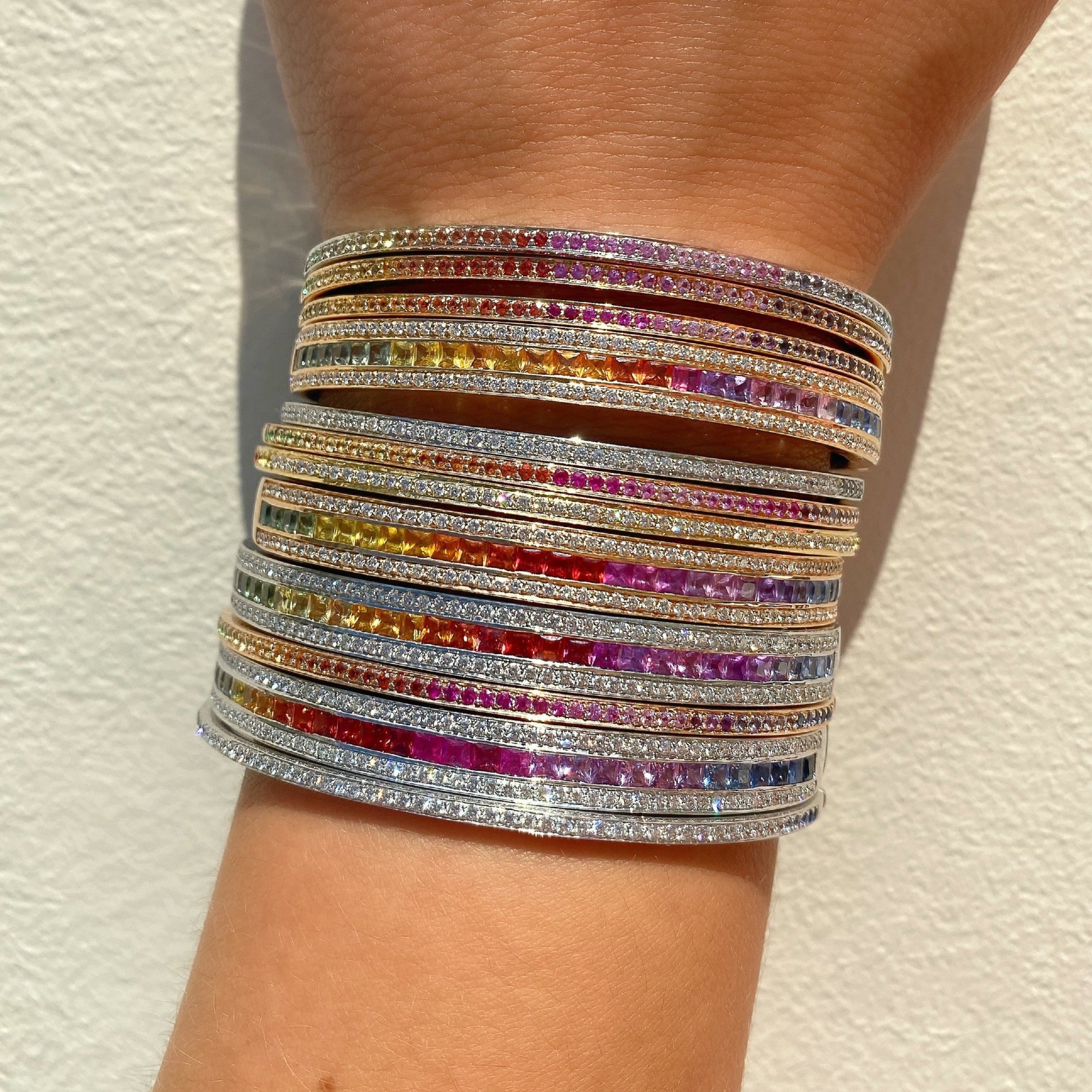 Bracelet Journey en diamants, saphirs roses et or rose 18 carats