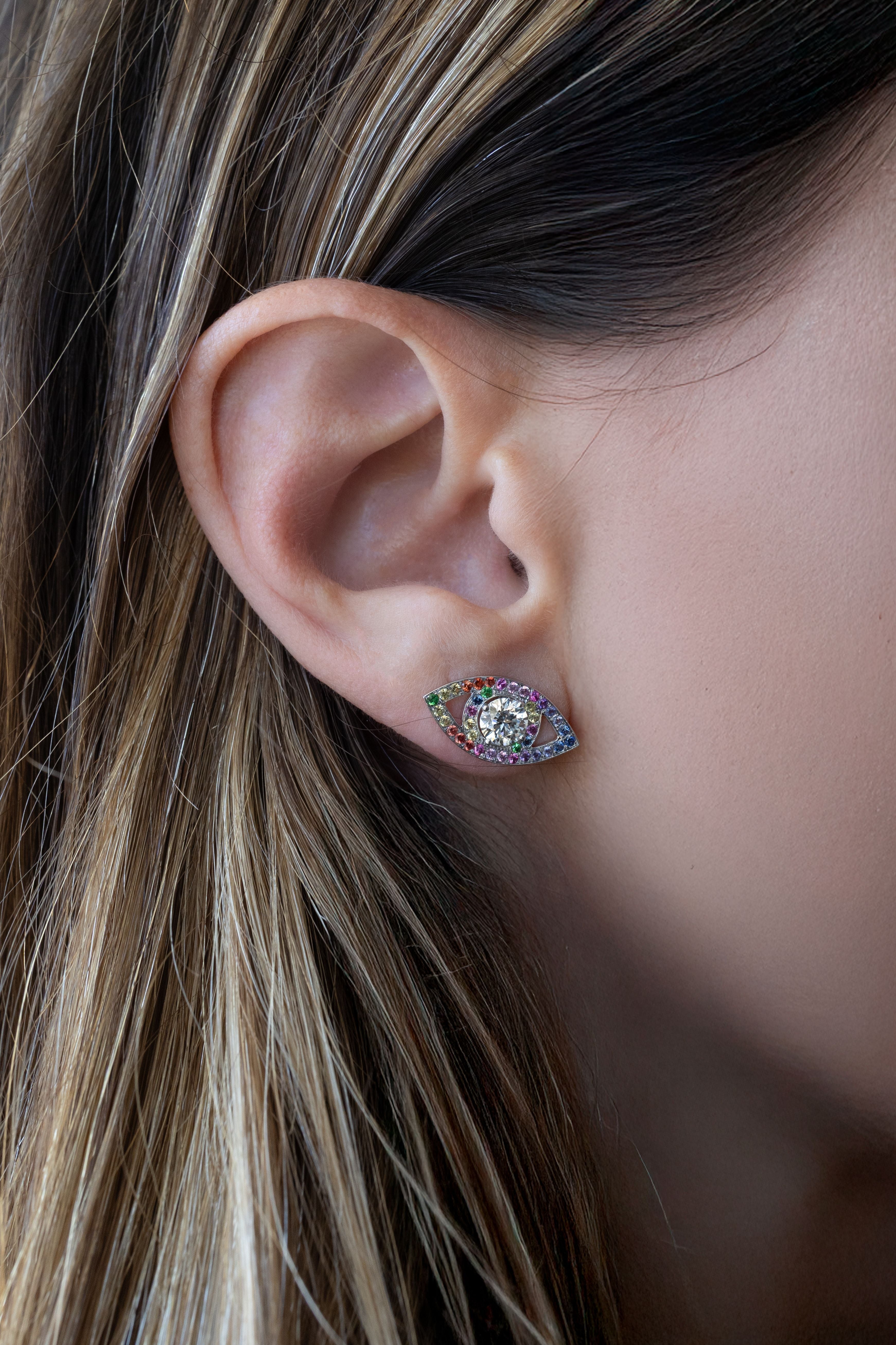 Halo Œil arc-en-ciel en or rose 18 carats