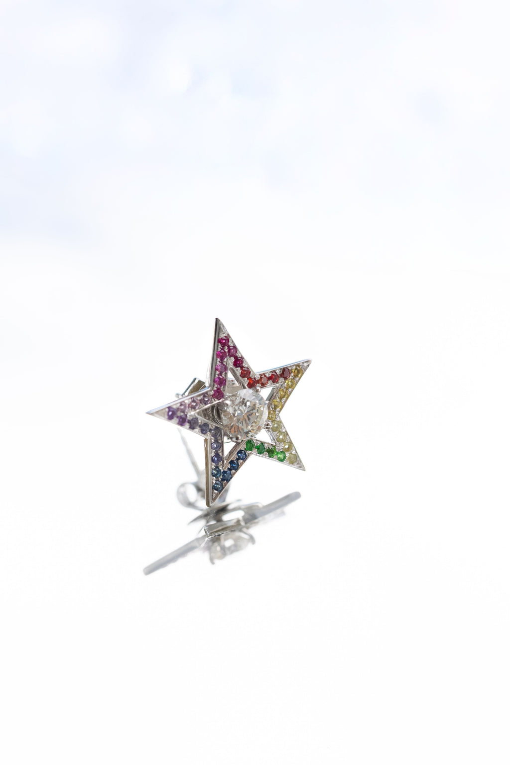 Halo Étoile arc-en-ciel en or rose 18 carats