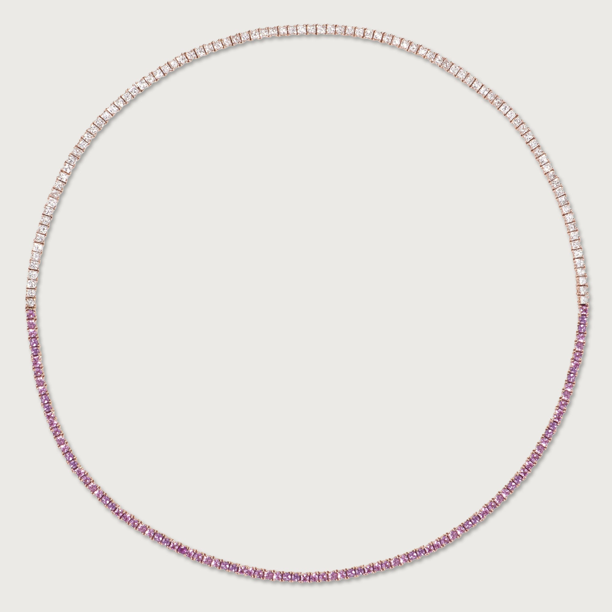 Collier tennis en saphirs roses et diamants