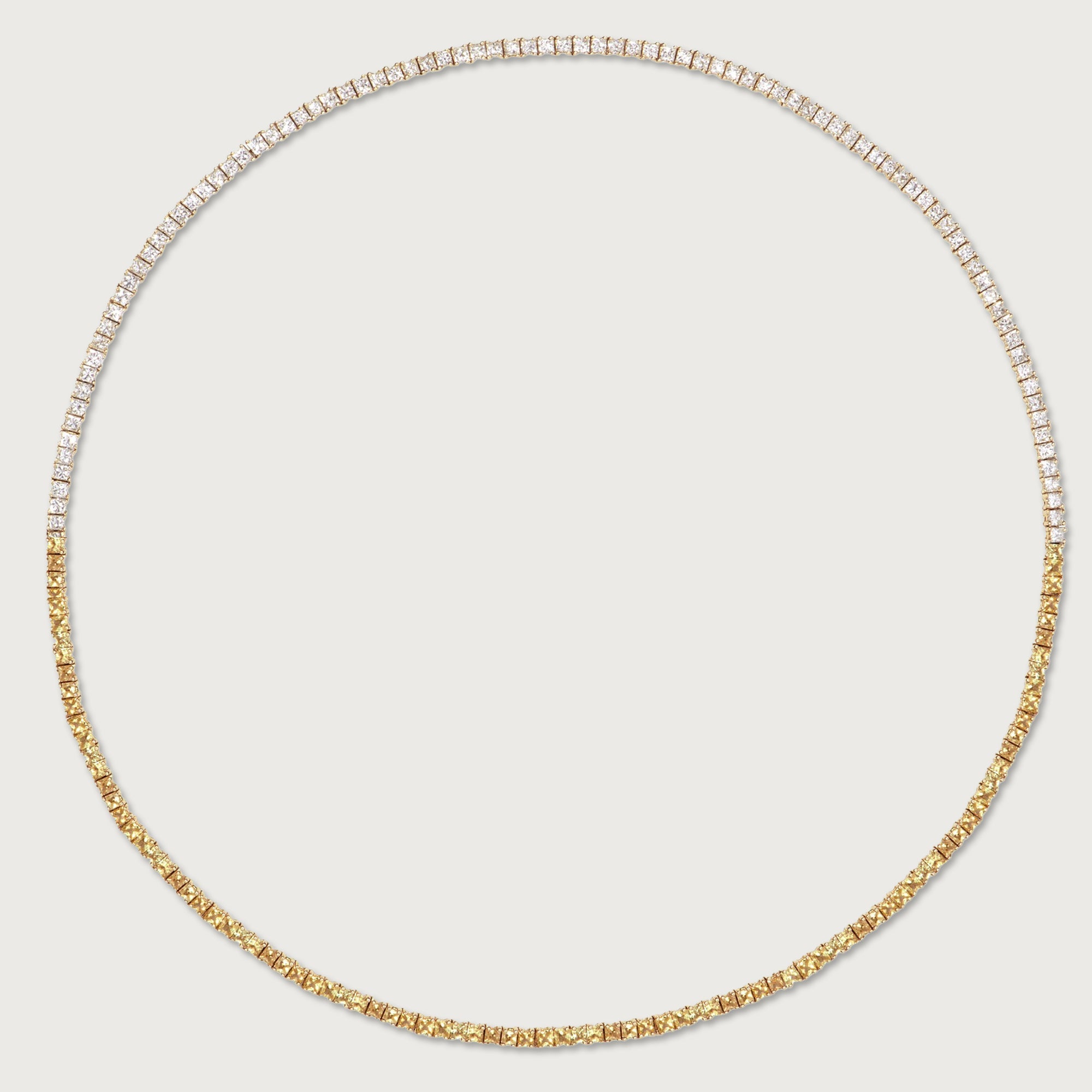 Collier tennis en saphirs jaunes et diamants